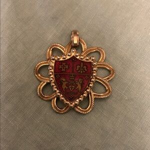Elegant Gold and Red Coat of Arms Pendant